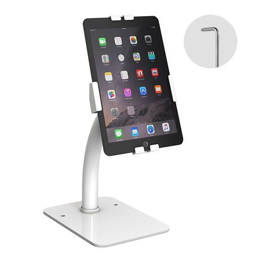 Brateck MPBT-PAD33-03 Universal Anti-Theft Tablet Countertop Stand for 7.9" to 11" Tablets - White, 360° Rotation & Cable Management