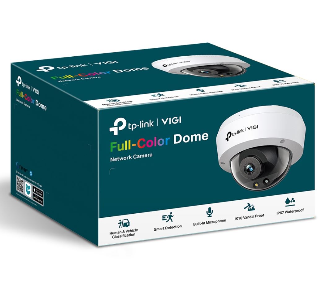 TP-Link VIGI C250 5MP Full-Color Dome Network Camera with 2.8mm Lens, AI Smart Detection, IK10 Vandal-Proof & IP67 Waterproof, PoE & 12V DC Power