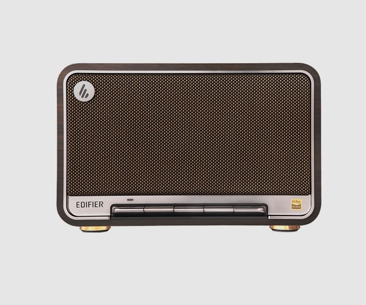 Edifier D32 Smart Speaker 60W Wireless Bluetooth 5.3 & WiFi with Apple AirPlay2 - Retro Black Walnut Wooden Cabinet