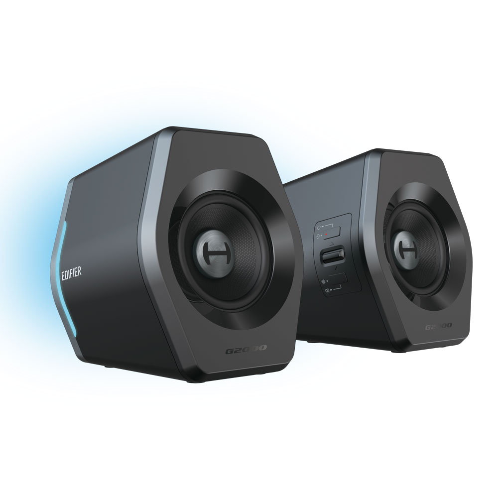 Edifier G2000 Gaming 2.0 Speakers System with Bluetooth 4.2, USB Sound Card, AUX Input, RGB 12 Light Effects, 16W RMS Power