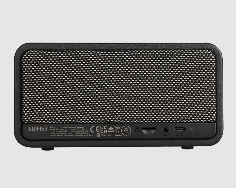 Edifier MP230 Retro Black Portable Bluetooth Speaker - Wooden Enclosure, Bluetooth 5.0, AUX, microSD, USB Audio, 10W+10W Stereo, 10hrs Battery