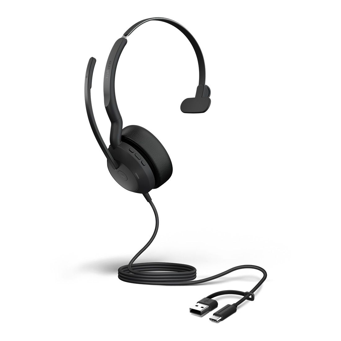 Jabra Evolve2 50 USB C/A MS Mono Headset with Active Noise Cancellation, 4 Microphones, Busylight & Air Comfort Technology