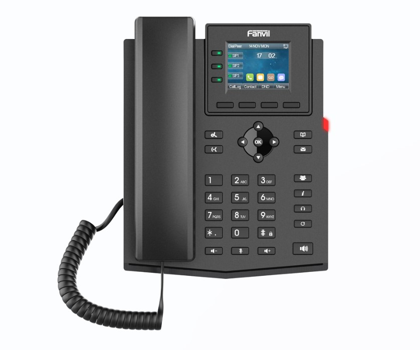 Fanvil X303W Enterprise Wi-Fi IP Phone - 2.4" Color Screen, 4 SIP Lines, 6-Party Conferencing, HD Audio, Dual-Band 2.4GHz & 5GHz Wi-Fi, External Power Supply