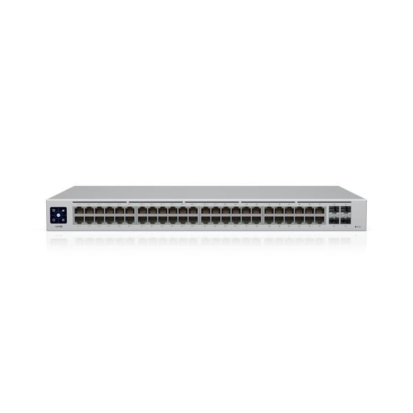 Ubiquiti UniFi USW-48-POE 48-Port Managed Gigabit Layer 2 Switch with 32x 802.3at PoE+ Ports, 4x 1G SFP Uplink, 195W PoE Budget, and Touchscreen Display