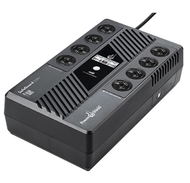 PowerShield SafeGuard 1000VA/600W Line Interactive UPS with AVR, 8 AU Sockets, USB Port, Wall Mountable, 2-Year Warranty