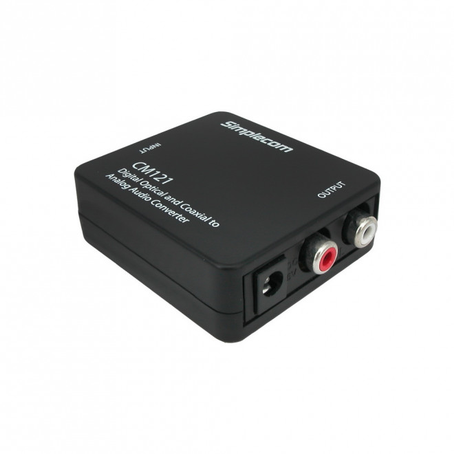 Simplecom CM121 Digital Optical Toslink and Coaxial to Analog RCA Audio Converter USB Powered PCM Stereo Audio Adapter