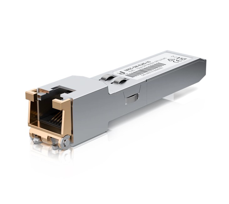 Ubiquiti UACC-CM-RJ45-1G SFP to RJ45 Transceiver Module, 1000Base-T Copper, 1 Gbps Throughput, Supports up to 100m Copper Ethernet