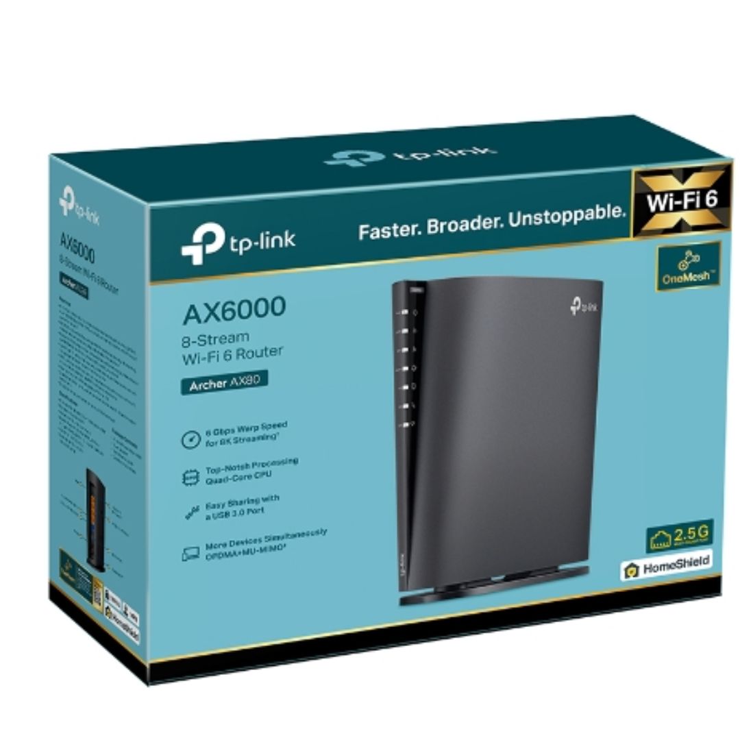 TP-Link Archer AX80 AX6000 Wi-Fi 6 Router with 2.5G Multi-Gig Port, Dual Band 1148 Mbps (2.4 GHz) + 4804 Mbps (5 GHz), Access Point Mode, IPv6, IPTV, VPN Support