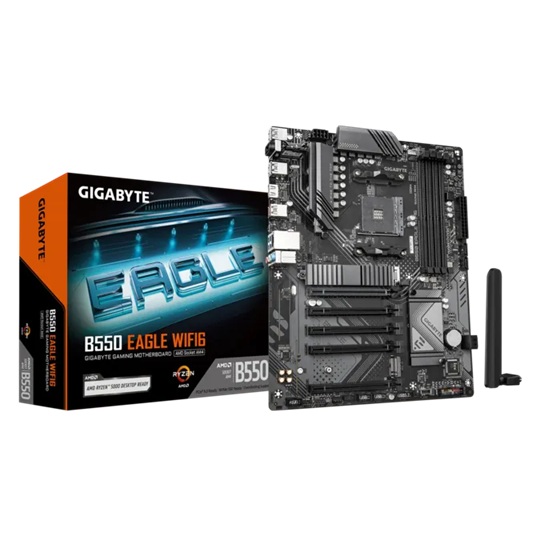 GIGABYTE B550 EAGLE WIFI6 AMD AM4 ATX Motherboard with Ryzen 3000–5000 CPU Support, DDR4 up to 128GB, PCIe 4.0, Dual M.2, Wi-Fi 6 & Bluetooth 5.3, HDMI 2.1