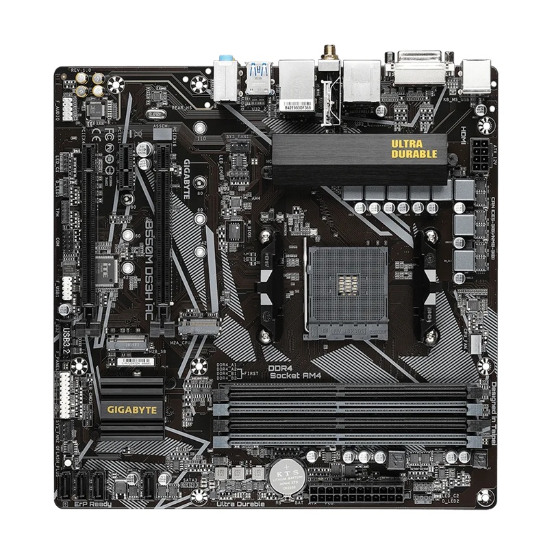 GIGABYTE B550M DS3H AC R2 Micro-ATX AM4 Motherboard with PCIe 4.0, Dual M.2 NVMe, DDR4 Support up to 128GB, Wi-Fi AC, and RGB Fusion 2.0