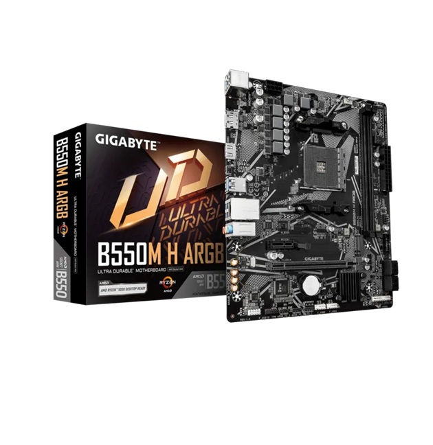 GIGABYTE B550M H ARGB Micro-ATX AMD B550 Motherboard with AM4, PCIe 4.0, DDR4 5100MHz OC, HDMI 2.1, DP 1.4, M.2 NVMe & Gigabit LAN