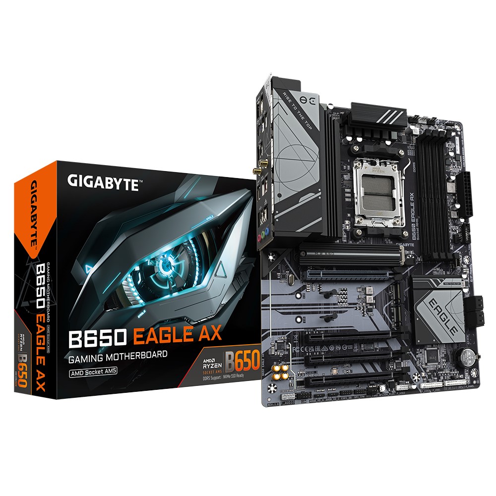 GIGABYTE B650 EAGLE AX ATX Motherboard for AMD Socket AM5 | DDR5 Up to 192GB, PCIe 4.0, 3x M.2 Slots, Wi-Fi 6E, HDMI 2.1 & DisplayPort