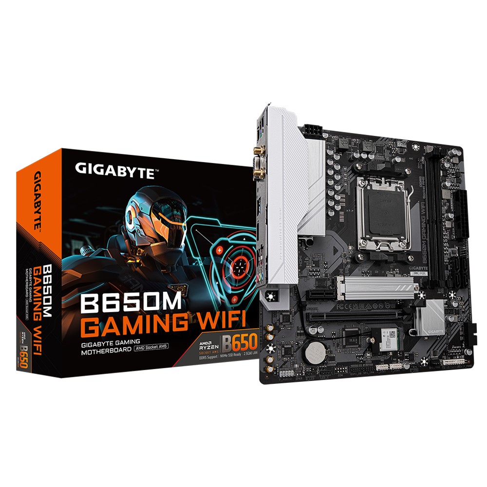 Gigabyte B650M GAMING WIFI Micro-ATX AMD AM5 Motherboard with DDR5 Support up to 128GB, PCIe 4.0 M.2, HDMI, Wi-Fi 802.11ac & 2.5GbE LAN