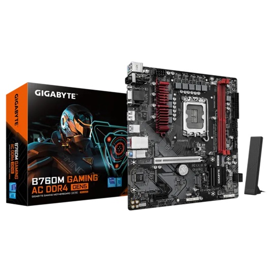 Gigabyte B760M GAMING AC DDR4 GEN5 Micro-ATX Motherboard LGA1700 Intel 12th-14th Gen, DDR4 64GB, PCIe 5.0 x16, Wi-Fi AC, 2.5GbE, Dual M.2 PCIe 4.0