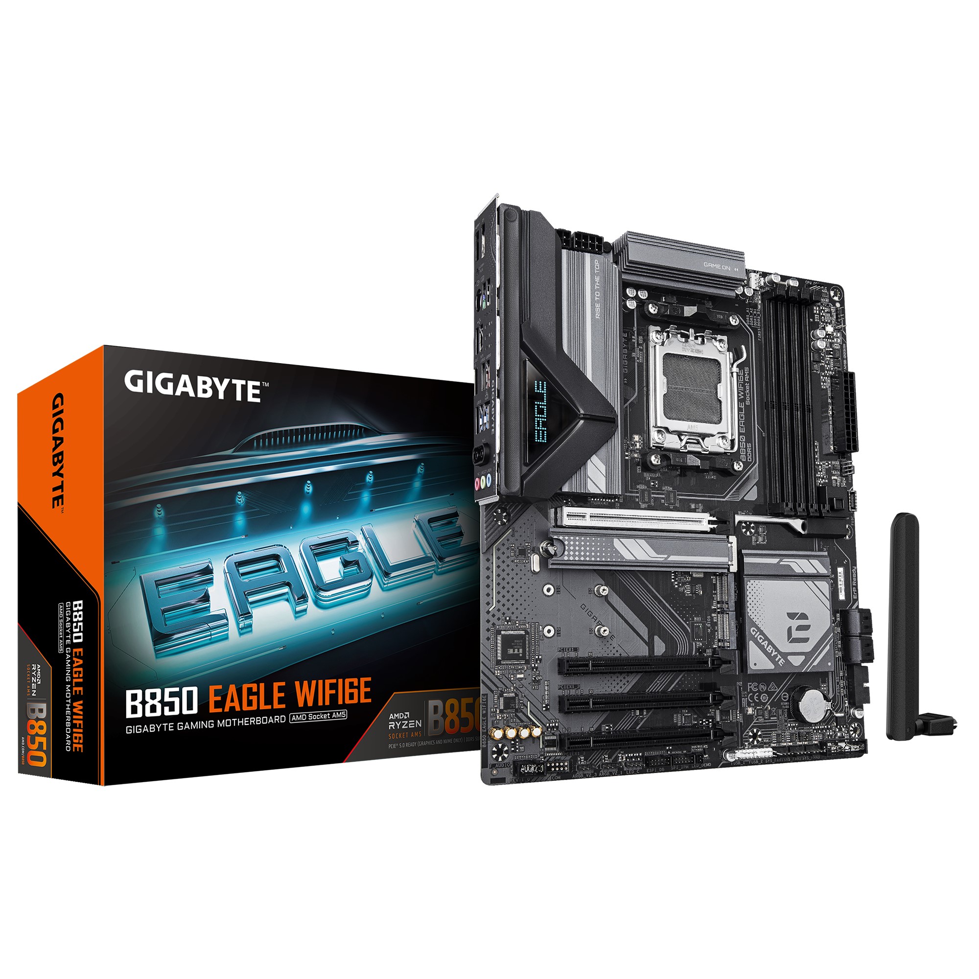 GIGABYTE B850 EAGLE WIFI6E AMD AM5 ATX Motherboard with DDR5 Up to 256GB, PCIe 5.0, 3x M.2 Slots, Wi-Fi 6E & HDMI