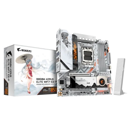 Gigabyte B850M A ELT WF7 ICE-P Micro ATX AMD B850 Motherboard with DDR5, AM5 Socket, USB 3.2 Gen 2x2, and Realtek 2.5GbE LAN