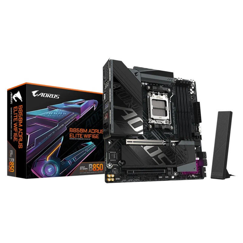 Gigabyte B850M AORUS ELITE WIFI6E AM5 Micro-ATX Motherboard DDR5 256GB PCIe 5.0 Dual M.2 Wi-Fi 6E 2.5GbE 8-Channel Audio