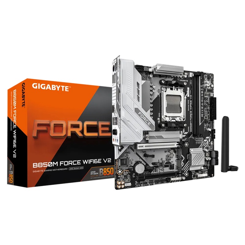 GIGABYTE B850M FORCE WIFI6E V2 AMD AM5 Motherboard with DDR5 128GB, PCIe 5.0, 3x M.2, Wi-Fi 6E, 2.5GbE LAN, HDMI 2.1 & DisplayPort 1.4