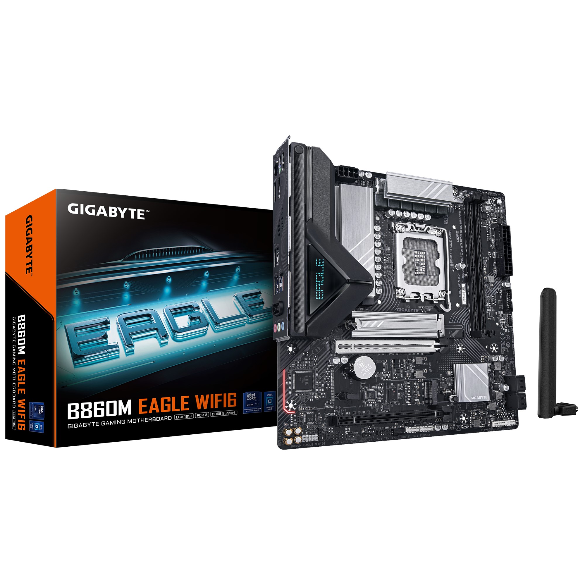 Gigabyte B860M EAGLE WIFI6 Micro-ATX Motherboard LGA1851 Intel B860 DDR5 128GB PCIe 5.0 x16 Wi-Fi 6 2.5GbE 2x M.2 4x SATA HDMI DisplayPort
