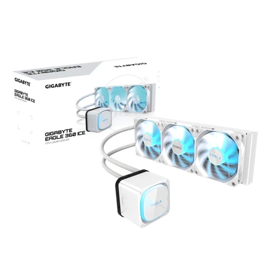 GIGABYTE EAGLE 360 ICE 360mm Liquid CPU Cooler with 3x120mm ARGB Fans, Copper Pump, and Universal Intel & AMD Socket Compatibility