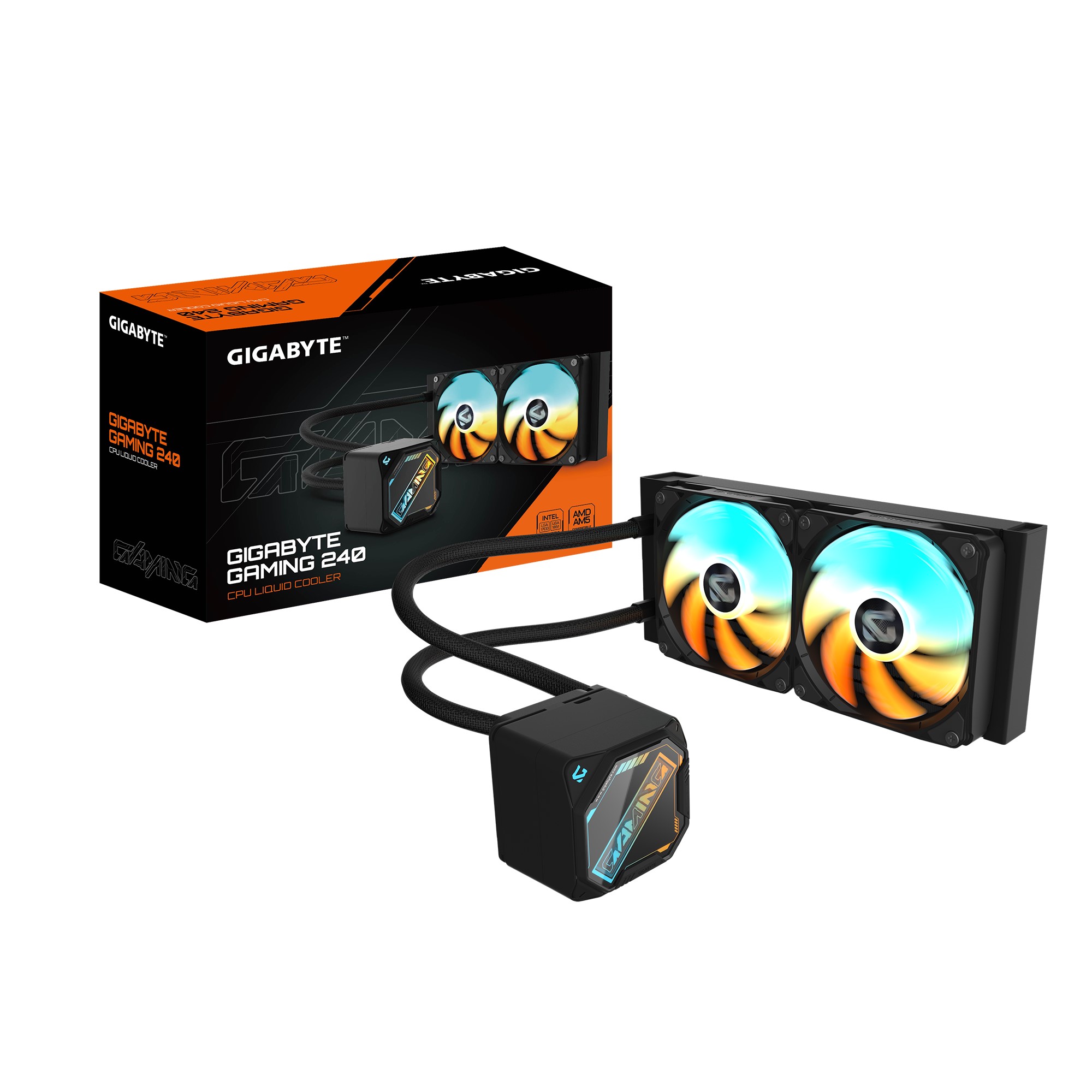 GIGABYTE GAMING 240 240mm All-in-One ARGB Liquid CPU Cooler - Intel LGA 1851/1700/115X/1200 & AMD AM5/AM4 Compatible, Black