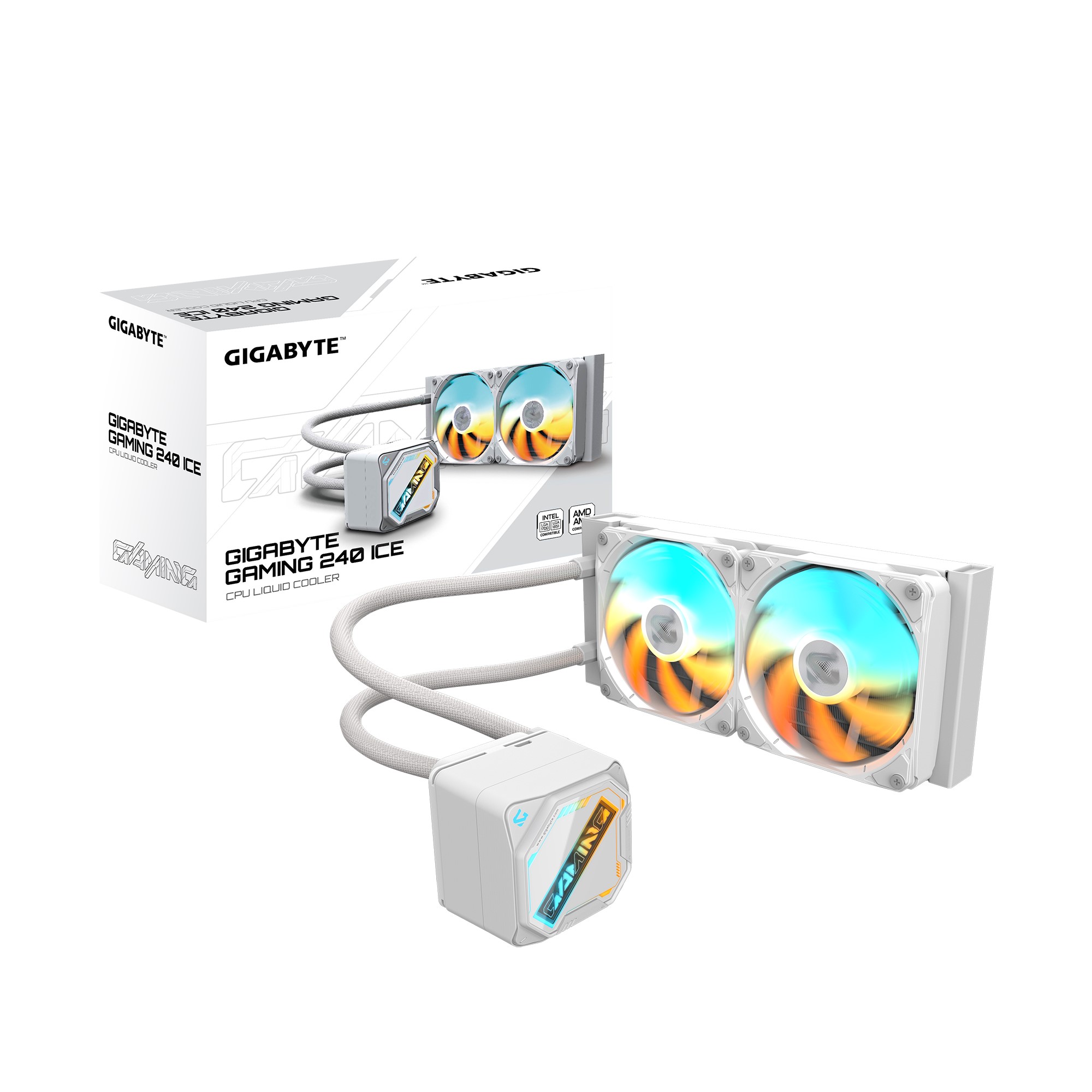GIGABYTE GAMING 240 ICE 240mm ARGB All-in-One Liquid CPU Cooler for Intel LGA 1851/1700/115X/1200 & AMD AM5/AM4 Sockets - White