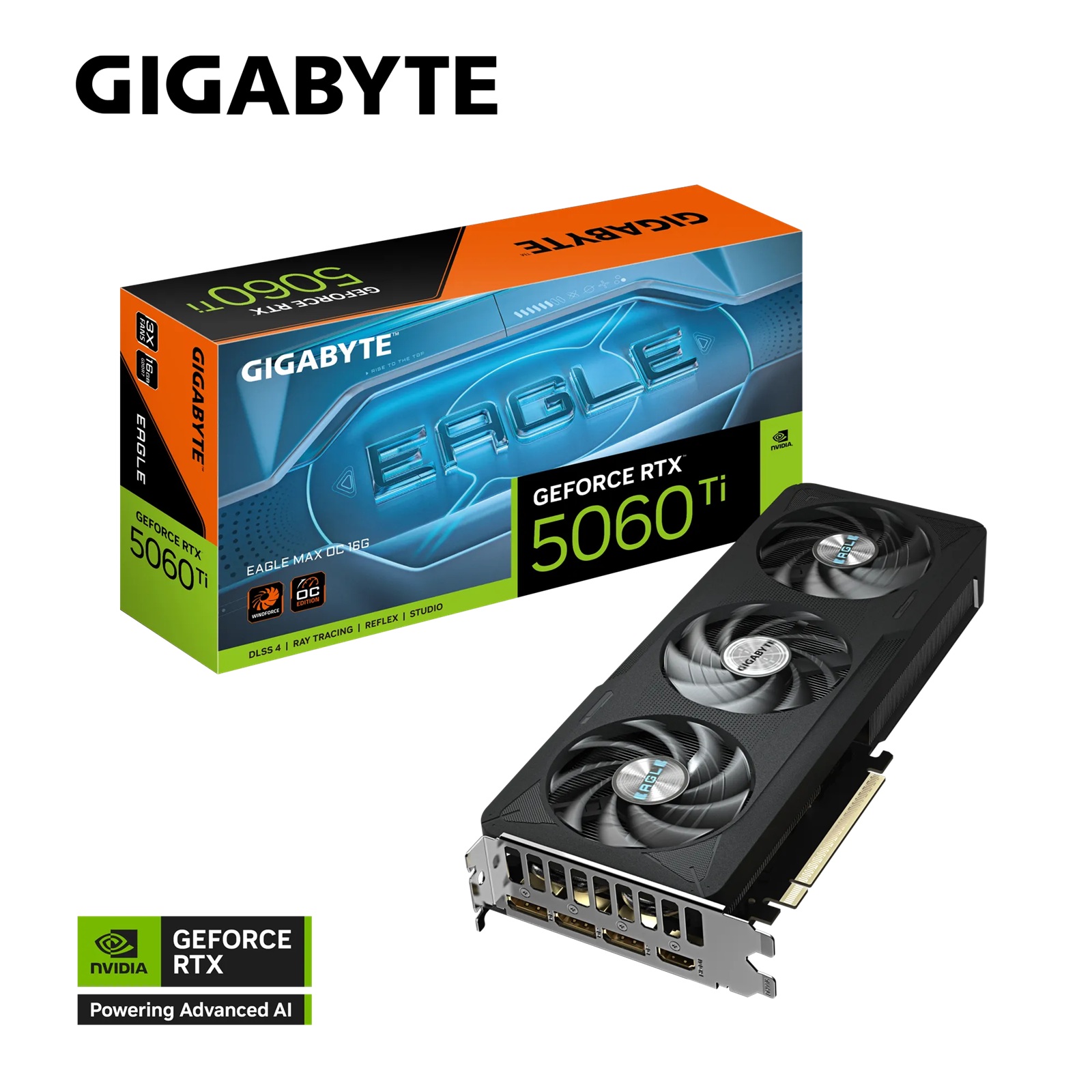 Gigabyte GeForce RTX 5060 Ti EAGLE MAX OC 16G – 16GB GDDR7, 2617 MHz Boost, 4608 CUDA Cores, PCIe 5.0, DisplayPort 2.1b x3, HDMI 2.1b