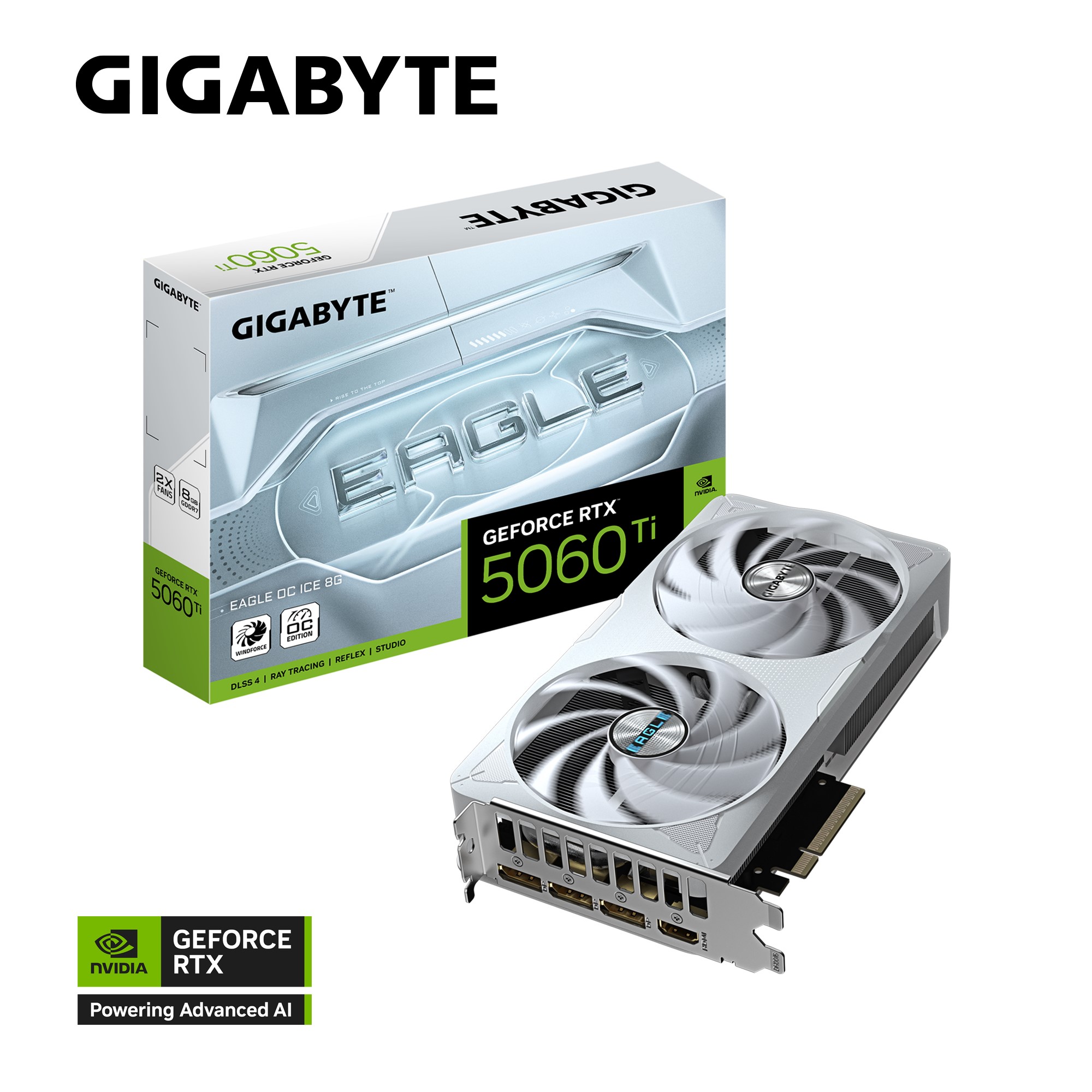 Gigabyte GeForce RTX 5060 Ti EAGLE OC ICE 8GB GDDR7 28Gbps PCI-E 5.0 Graphics Card with WINDFORCE Cooling & DisplayPort 2.1b