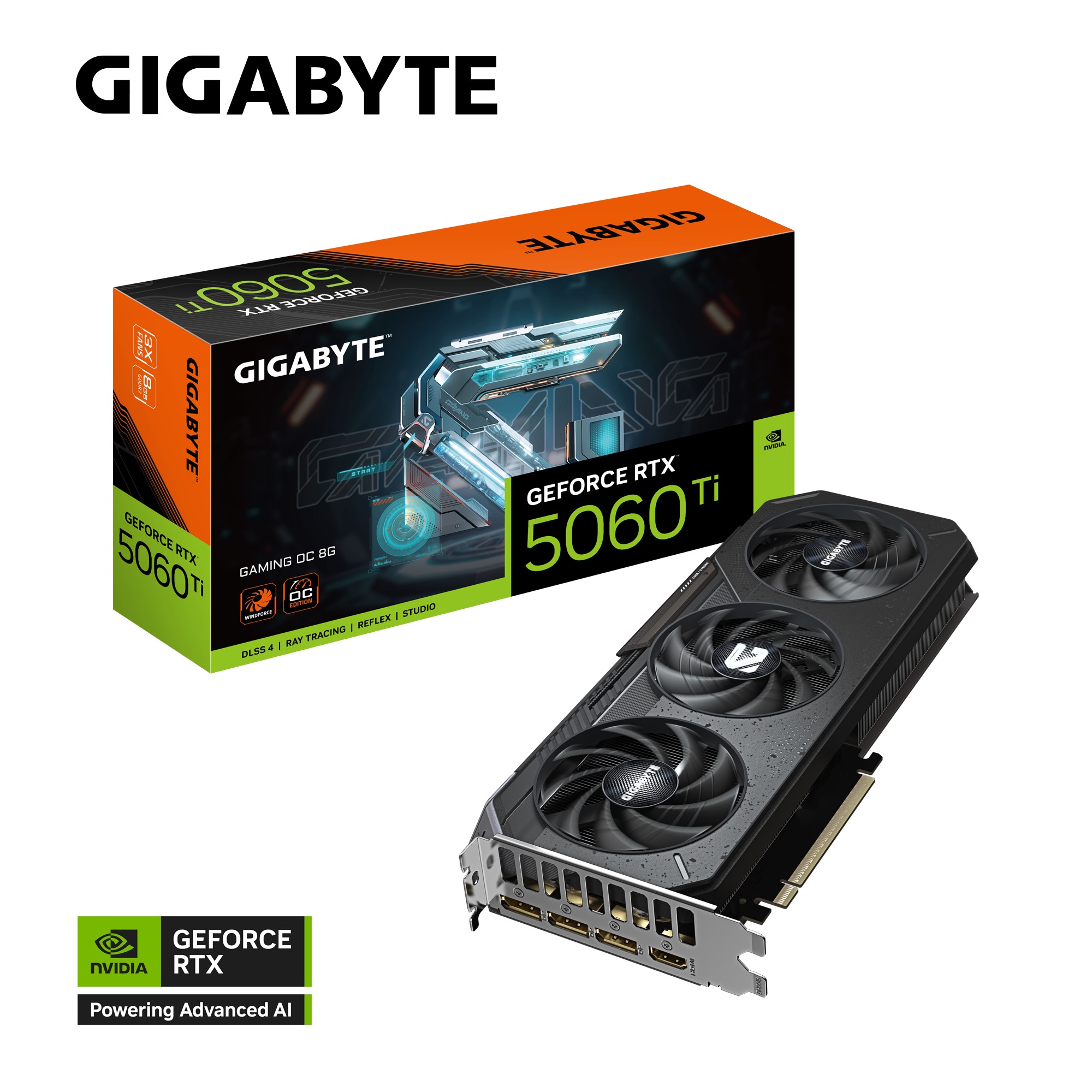 Gigabyte GeForce RTX 5060 Ti GAMING OC 8G – 2647 MHz OC, 8GB GDDR7 28 Gbps, PCIe 5.0, Dual BIOS, RGB Lighting, DisplayPort 2.1b & HDMI 2.1b