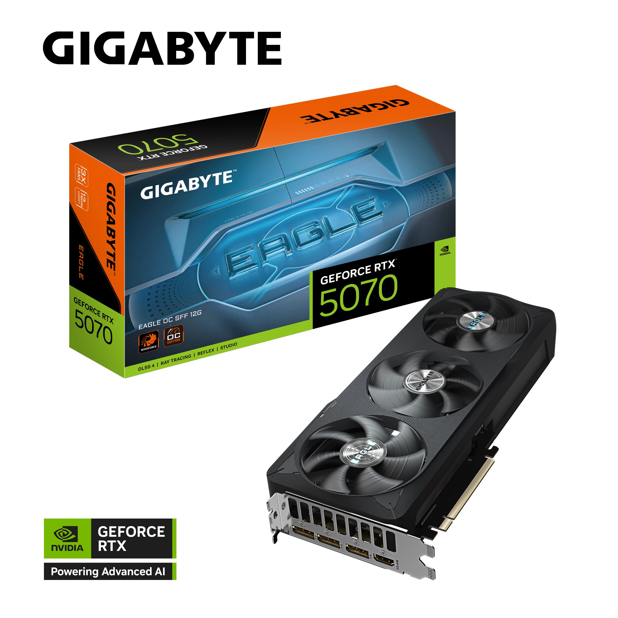 GIGABYTE GeForce RTX 5070 EAGLE OC SFF 12GB GDDR7 Graphics Card – 2587 MHz, 6144 CUDA Cores, PCIe 5.0, DisplayPort 2.1b x3 & HDMI 2.1b x1, 750W PSU Recommended