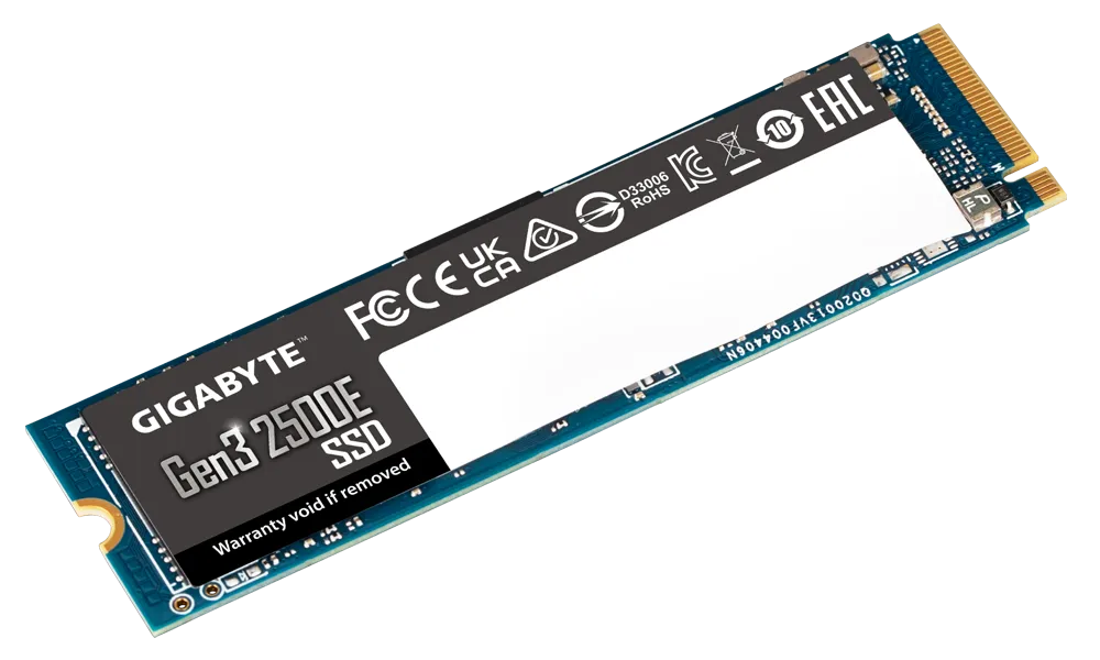 GIGABYTE Gen3 2500E 500GB M.2 2280 NVMe PCIe 3.0 x4 SSD - 2300/1500 MB/s, 1.5M MTBF, 3-Year Warranty