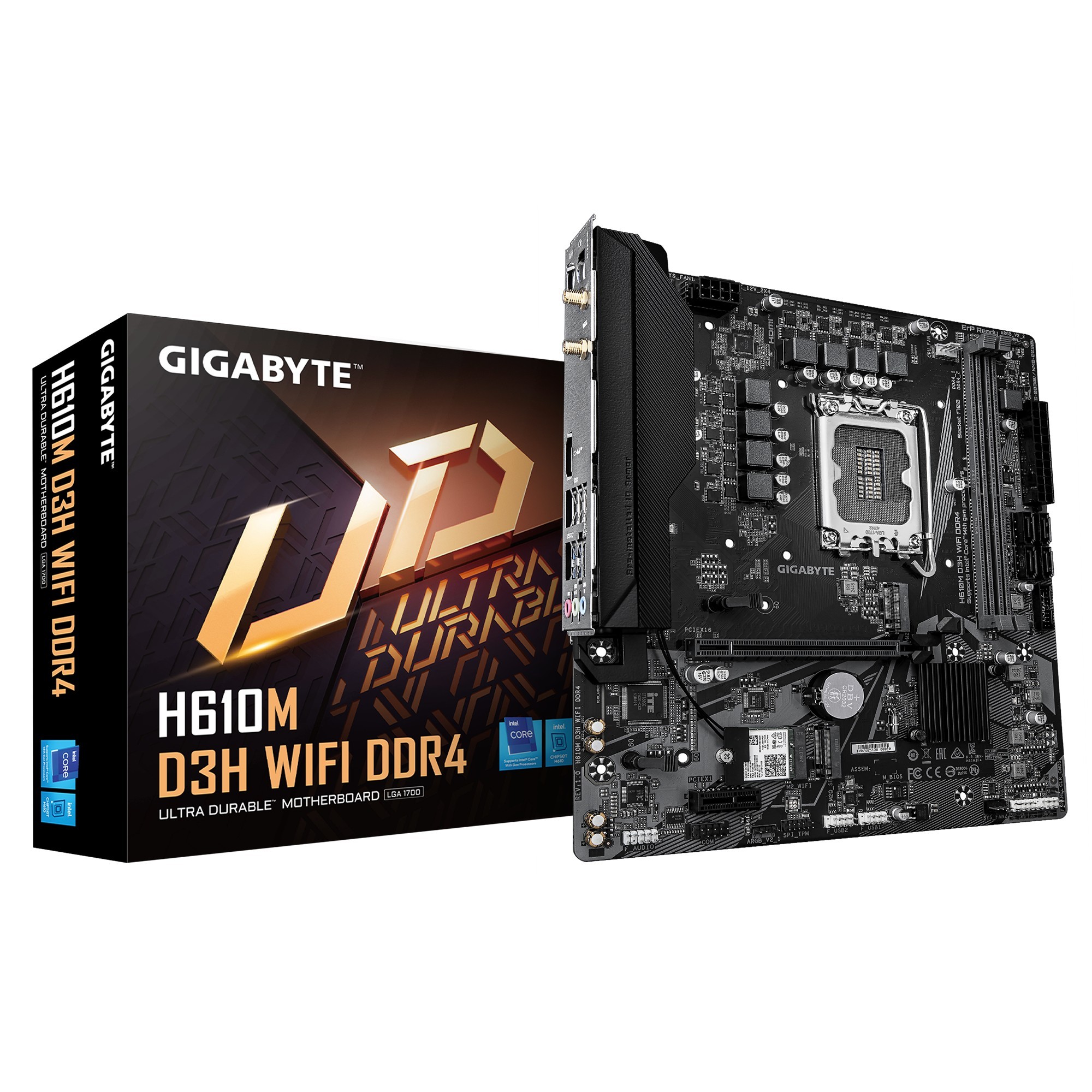 GIGABYTE H610M D3H WIFI DDR4 Micro ATX Motherboard LGA1700 Intel H610 Chipset DDR4 64GB HDMI 2.1 WiFi 6 PCIe 4.0 Dual M.2 SATA 6Gb/s