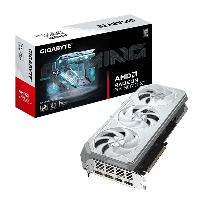 GIGABYTE Radeon RX 9070 XT GAMING OC ICE 16G Graphics Card - 16GB GDDR6, 3060MHz Boost, PCIe 5.0, 4096 Cores, Triple Fan Cooling