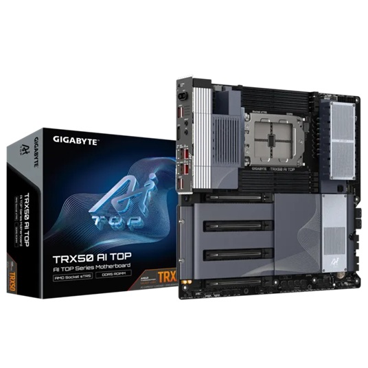 Gigabyte TRX50 AI TOP E-ATX Motherboard for AMD sTR5 Threadripper PRO 7000 Series with DDR5 ECC RDIMM up to 2TB, PCIe 5.0, USB4, Wi-Fi 7 & Dual 10GbE
