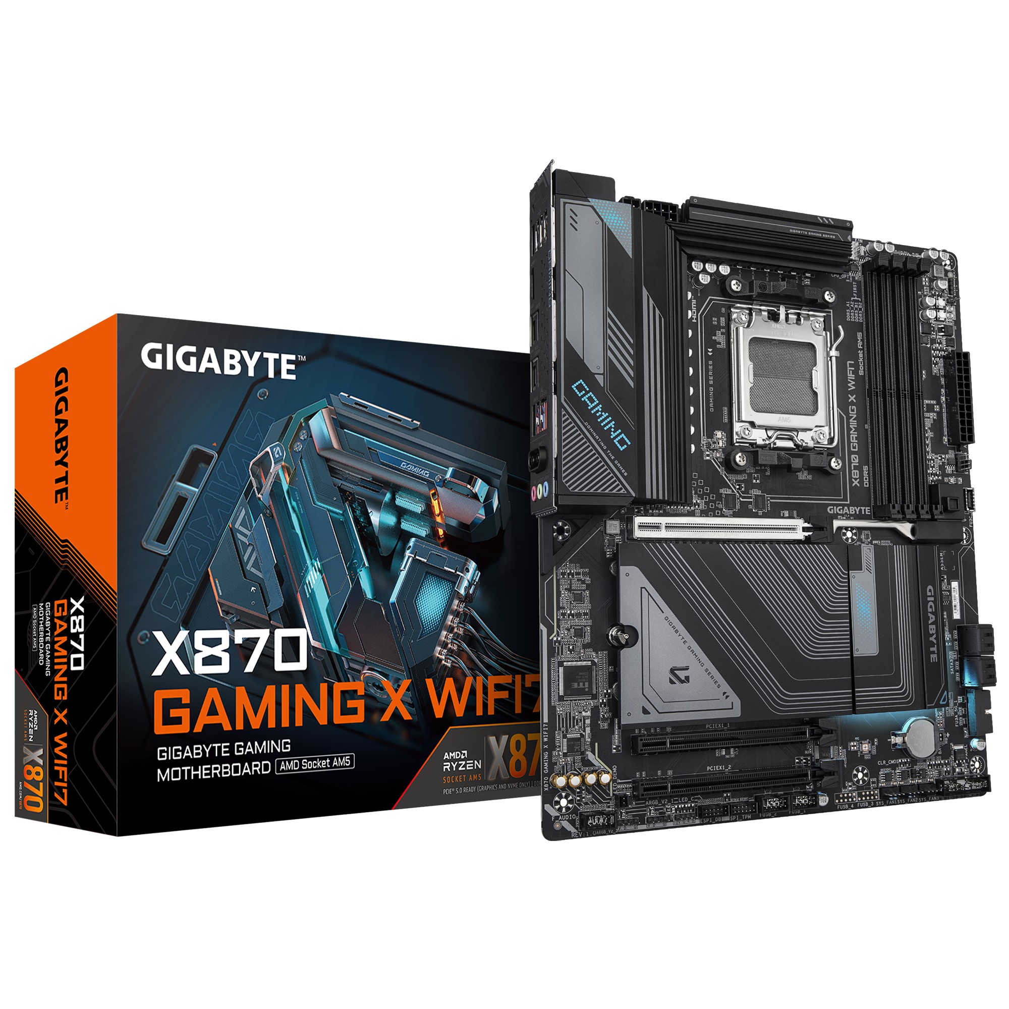 Gigabyte X870 GAMING X WIFI7 AMD AM5 ATX Motherboard with DDR5 256GB, PCIe 5.0 M.2, Wi-Fi 7 & 2.5GbE LAN