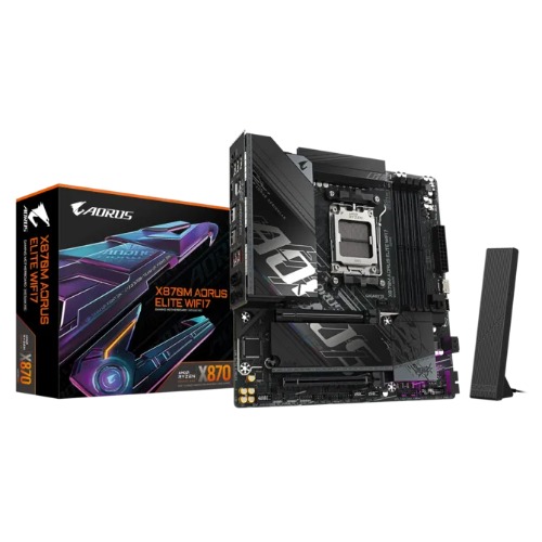 Gigabyte X870M AORUS ELITE WIFI7 ATX Motherboard for AMD Ryzen 9000/8000/7000 with DDR5 256GB, PCIe 5.0 M.2, USB4, Wi-Fi 7 & 2.5GbE LAN