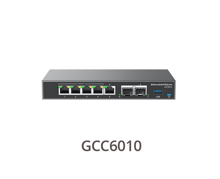 Grandstream GCC6000 Series All-in-One IPPBX, Firewall, VPN Router & Network Switch with 2.5 Gb & 5 GigE Ports, 10 Users, 4 Concurrent Calls