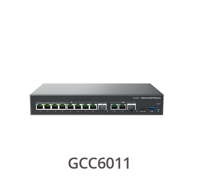 Grandstream GCC6011 2 x 2.5Gb SFP & 10 x Gigabit Ethernet Ports Unified IP PBX & VPN Router with Firewall and Advanced Security