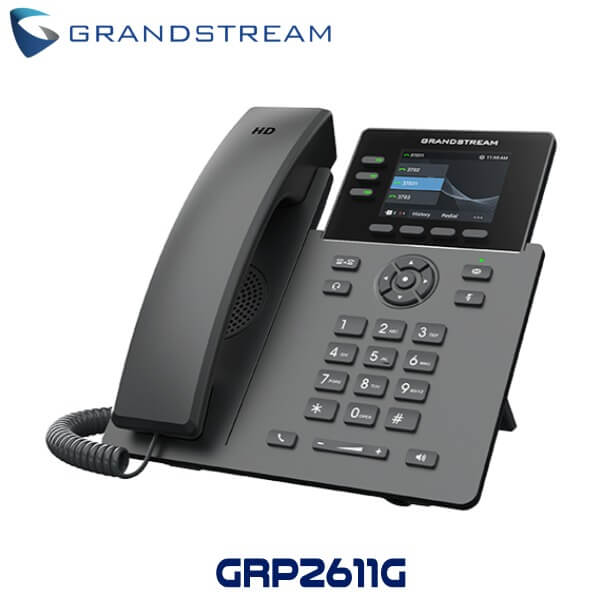 Grandstream GRP2611G 3-Line Carrier-Grade IP Phone with 2.8" Color Display, PoE, Gigabit Ethernet, HD Audio