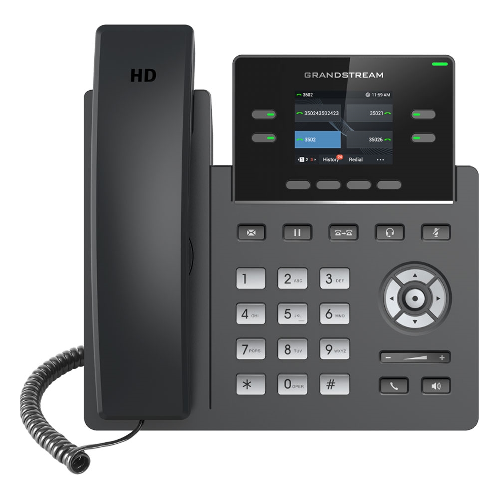 Grandstream GRP2612G Carrier-Grade 4-Line IP Phone with 4 SIP Accounts, 2.4-inch Color LCD, HD Audio, Gigabit Ethernet & PoE