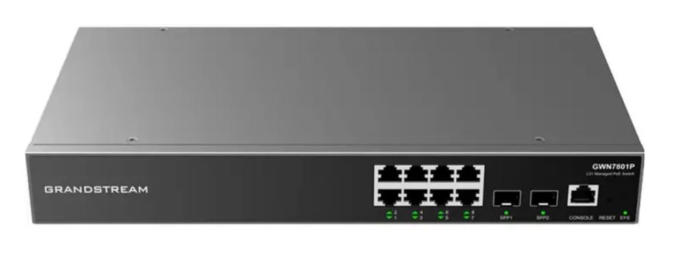 Grandstream GWN7811 Layer 3 Managed Network Switch with 8 Gigabit RJ45 + 2 10G SFP+ Fiber Ports for Enterprise Networks