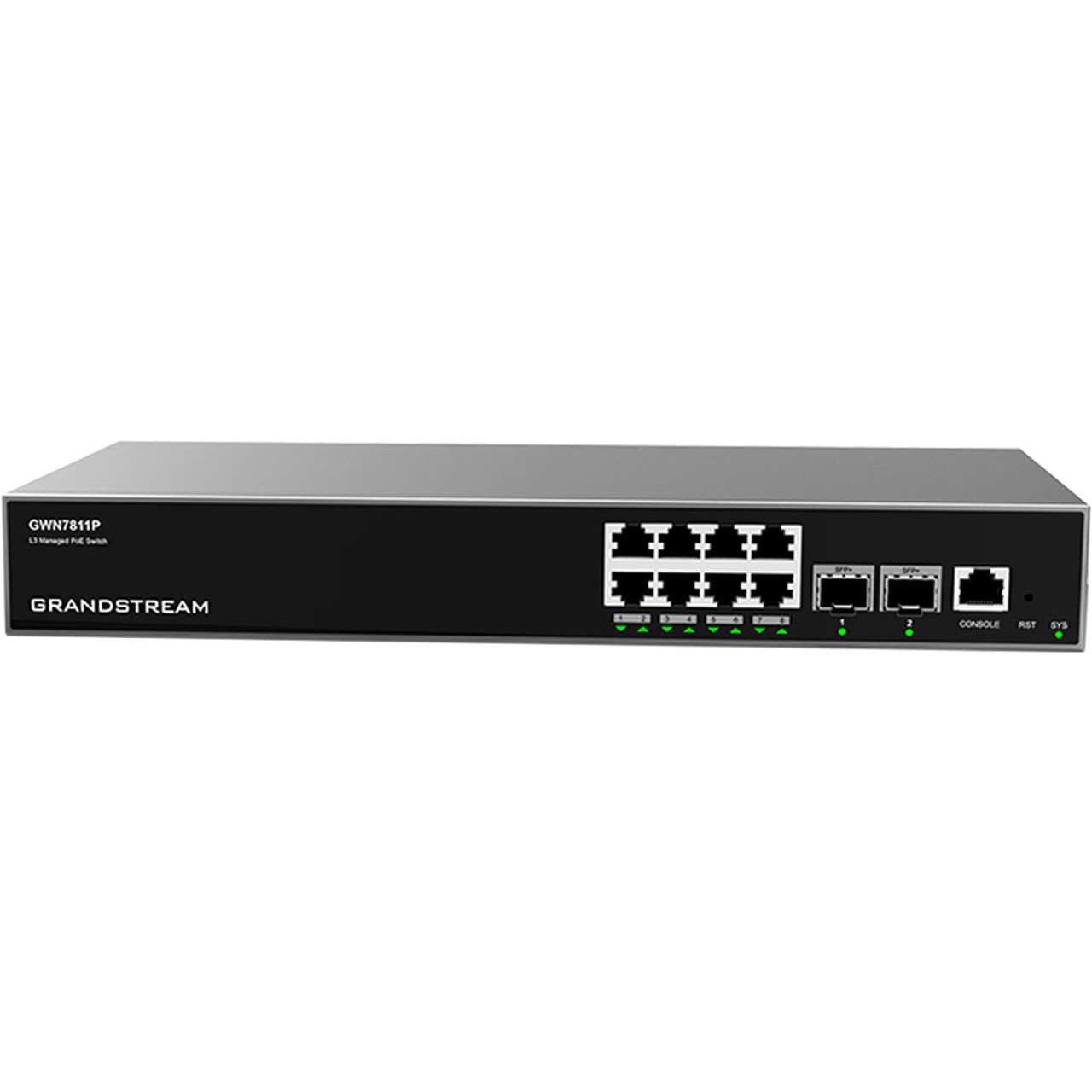 Grandstream GWN7811P Layer 3 8-Port Gigabit PoE Managed Network Switch with 2x 10G SFP+ Uplink, Advanced VLAN & QoS, 120W PoE Budget, Fanless Design