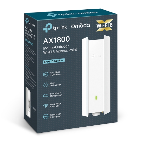 TP-Link Omada EAP610-Outdoor AX1800 Dual-Band WiFi 6 Access Point with Long Range, IP67 Weatherproof, OFDMA & MU-MIMO Support