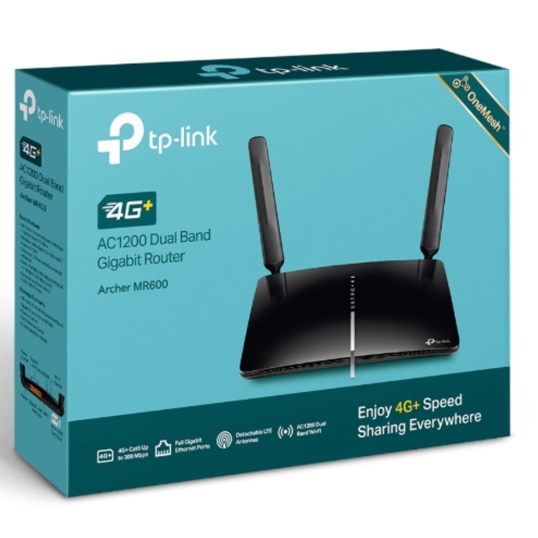 TP-Link Archer MR600 4G+ Cat6 AC1200 Dual Band Gigabit Router with SIM Slot & Detachable LTE Antennas