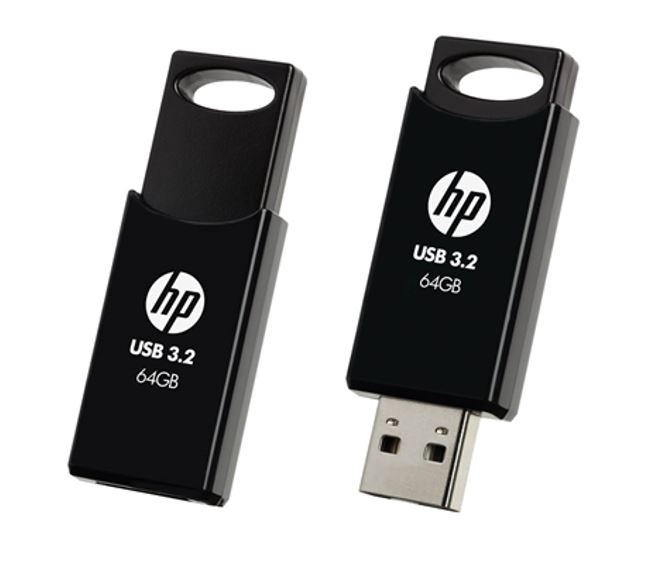 HP 712B 64GB USB 3.2 Flash Drive - Capless Sliding Design, Portable External Storage Compatible with Windows 10, 11 & macOS