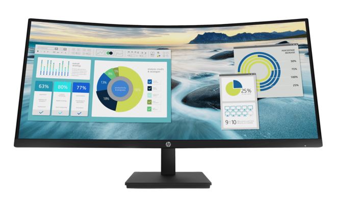 HP P34hc G4 34in Curved Ultrawide WQHD Monitor 3440x1440 21:9 VA Panel USB-C 65W PD DisplayPort HDMI Speakers 3-Year Warranty