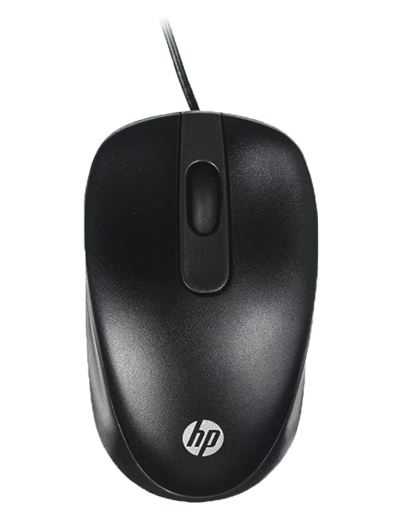 HP USB Wired Travel Mouse 1000 DPI Optical Sensor 3-Button Ambidextrous Design Multi-OS Compatible Black - Model G1K28AA