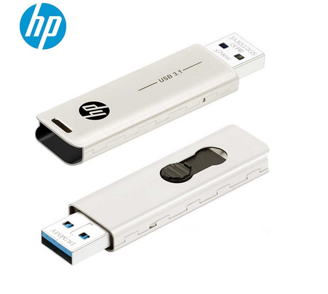 HP X796W 32GB USB 3.1 Gen1 Type-A Flash Drive 70MB/s Capless Push-Pull External Storage Compatible with Windows & macOS