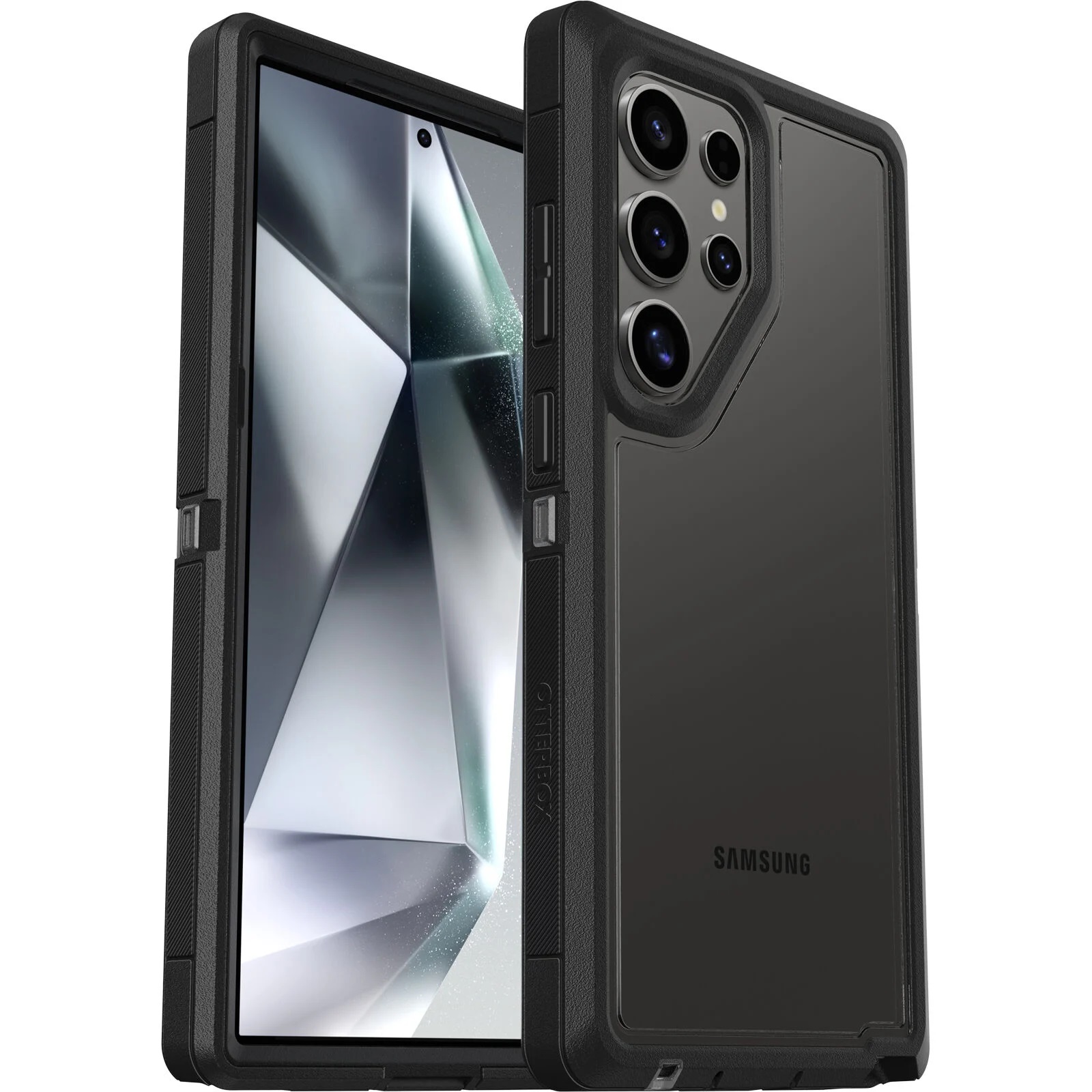 OtterBox Defender XT Clear Case for Samsung Galaxy S24 Ultra 5G (6.8") - DROP+ Military Grade, Port Covers, Recycled Material, Black/Clear