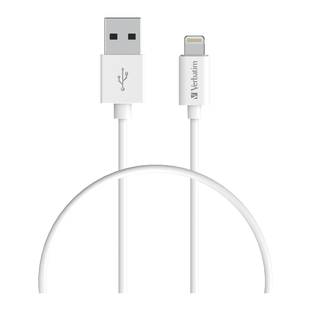Verbatim MFi Certified Charge & Sync Lightning Cable 50cm - Fast Charging & Data Transfer, White